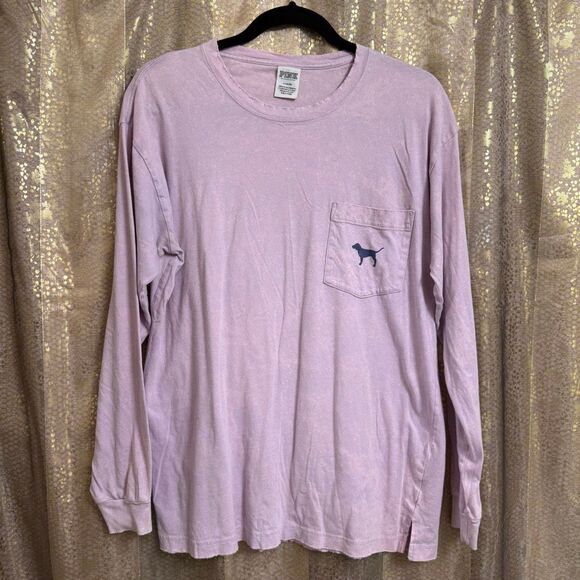 PINK Victorias Secret Lavender Campus Long Sleeve T Shirt Medium - Picture 1 of 6